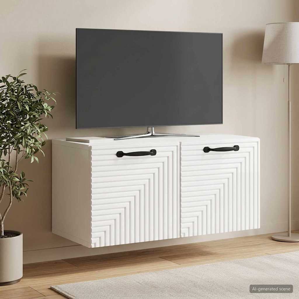 Wandbeugel TV-kast Hoogglans Wit 59,5 x 31 x 30 cm Bewerkt hout is nu te koop bij PeponiXL, paradijselijk wonen!