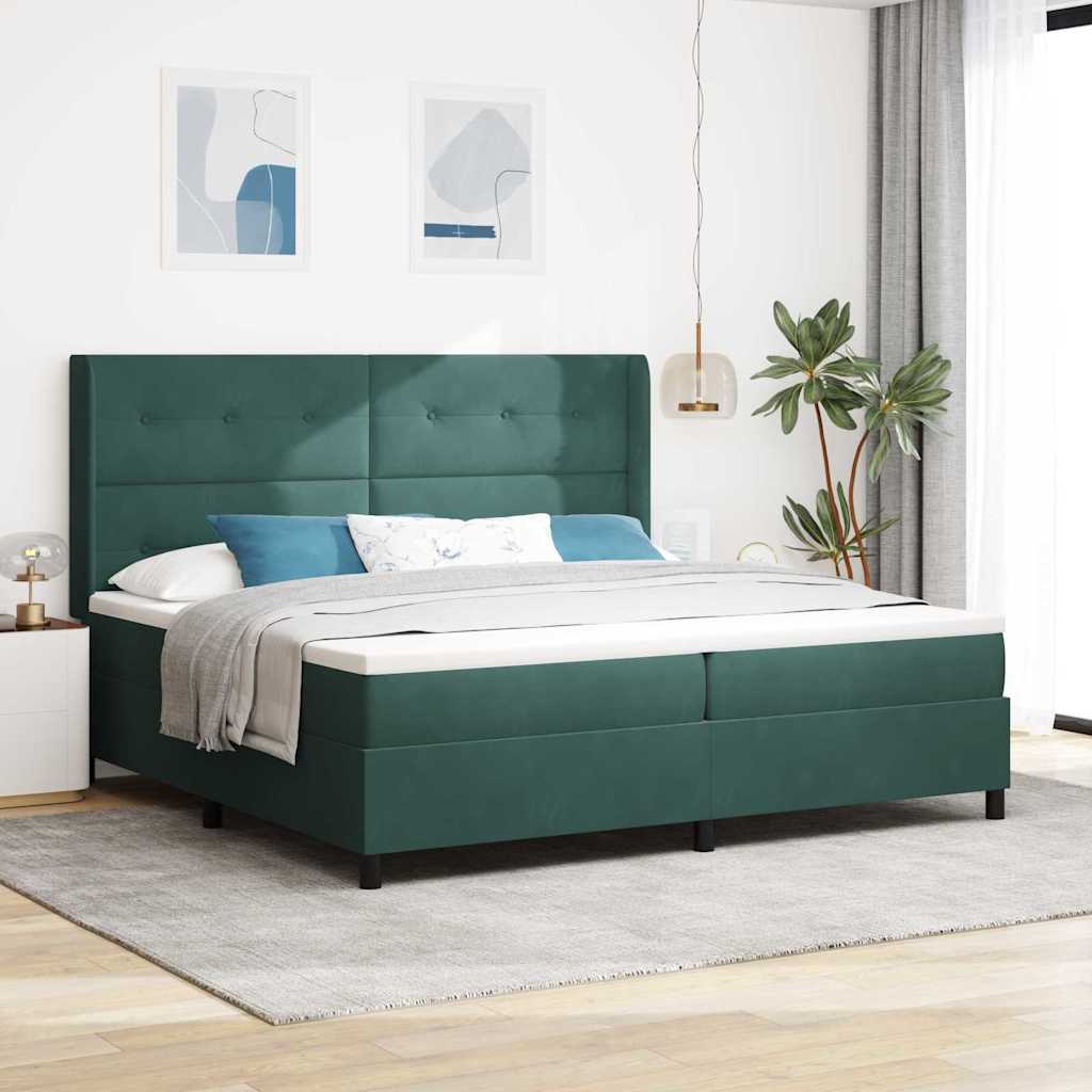 Boxspringbed met hoofdeinde Donkergroen 200 x 200 cm Fluweel is nu te koop bij PeponiXL, paradijselijk wonen!
