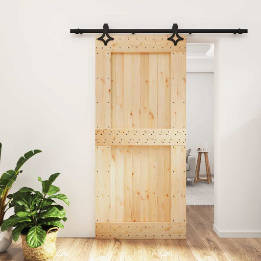 Schuifdeur Naturel en Zwart 95 x 210 cm Massief Grenenhout is nu te koop bij PeponiXL, paradijselijk wonen!