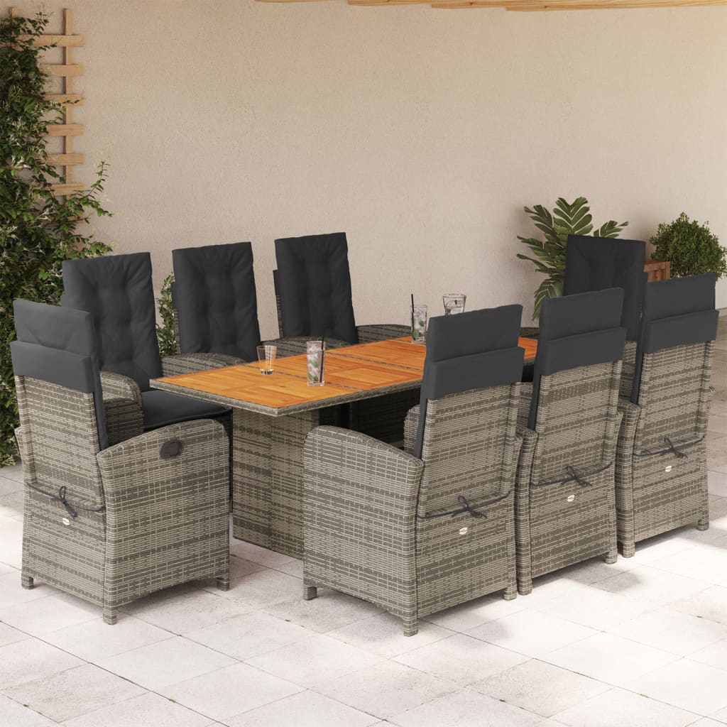 9-delige Tuinset met kussens poly rattan grijs is nu te koop bij PeponiXL, paradijselijk wonen!