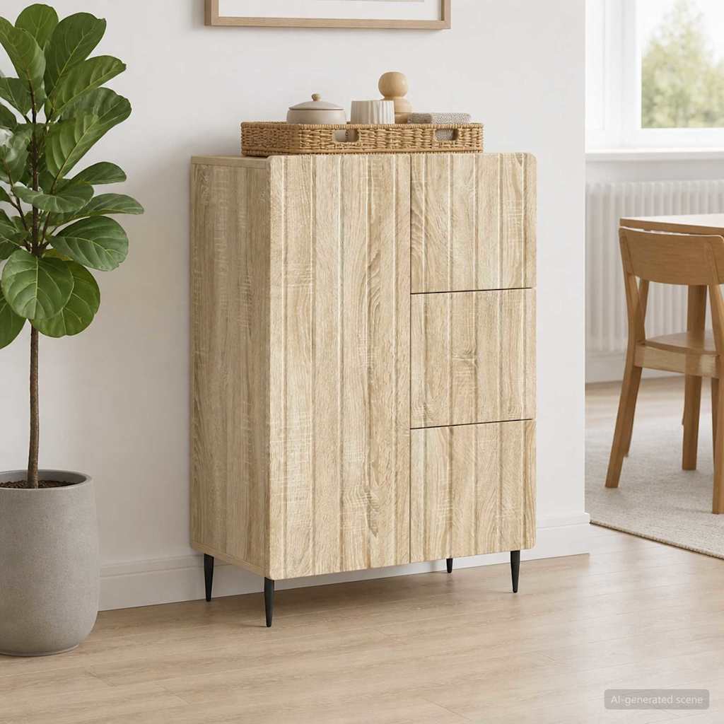 Dressoir met lade Sonoma Eiken 66 x 34,5 x 91,5 cm Bewerkt hout is nu te koop bij PeponiXL, paradijselijk wonen!