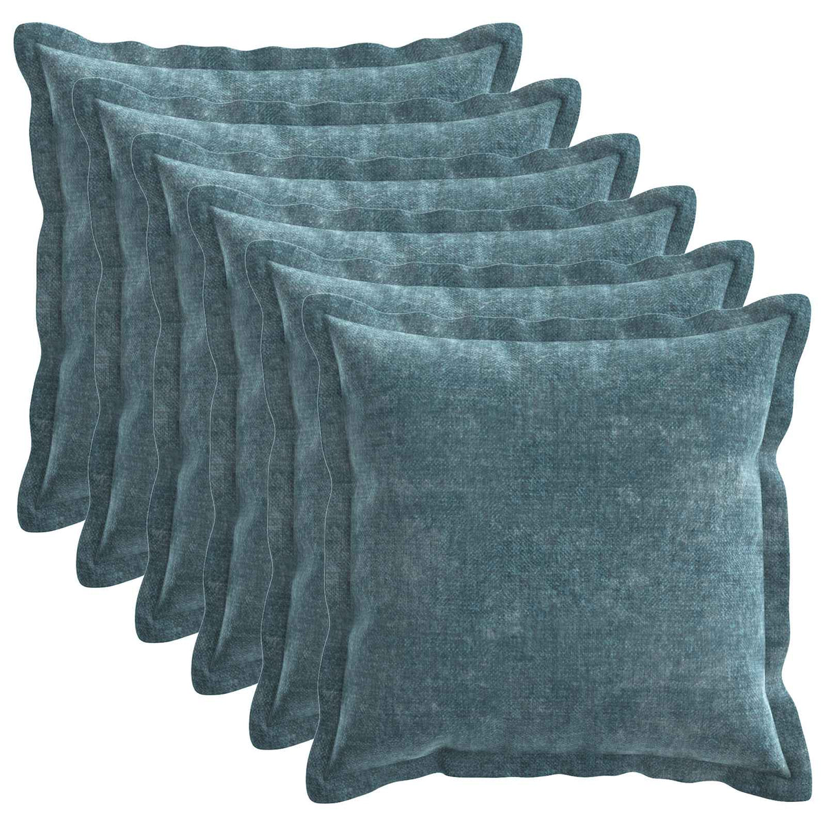 Kussensloop 6 st HOUTEN Blauw 40 x 40 cm Chenille Stof is nu te koop bij PeponiXL, paradijselijk wonen!
