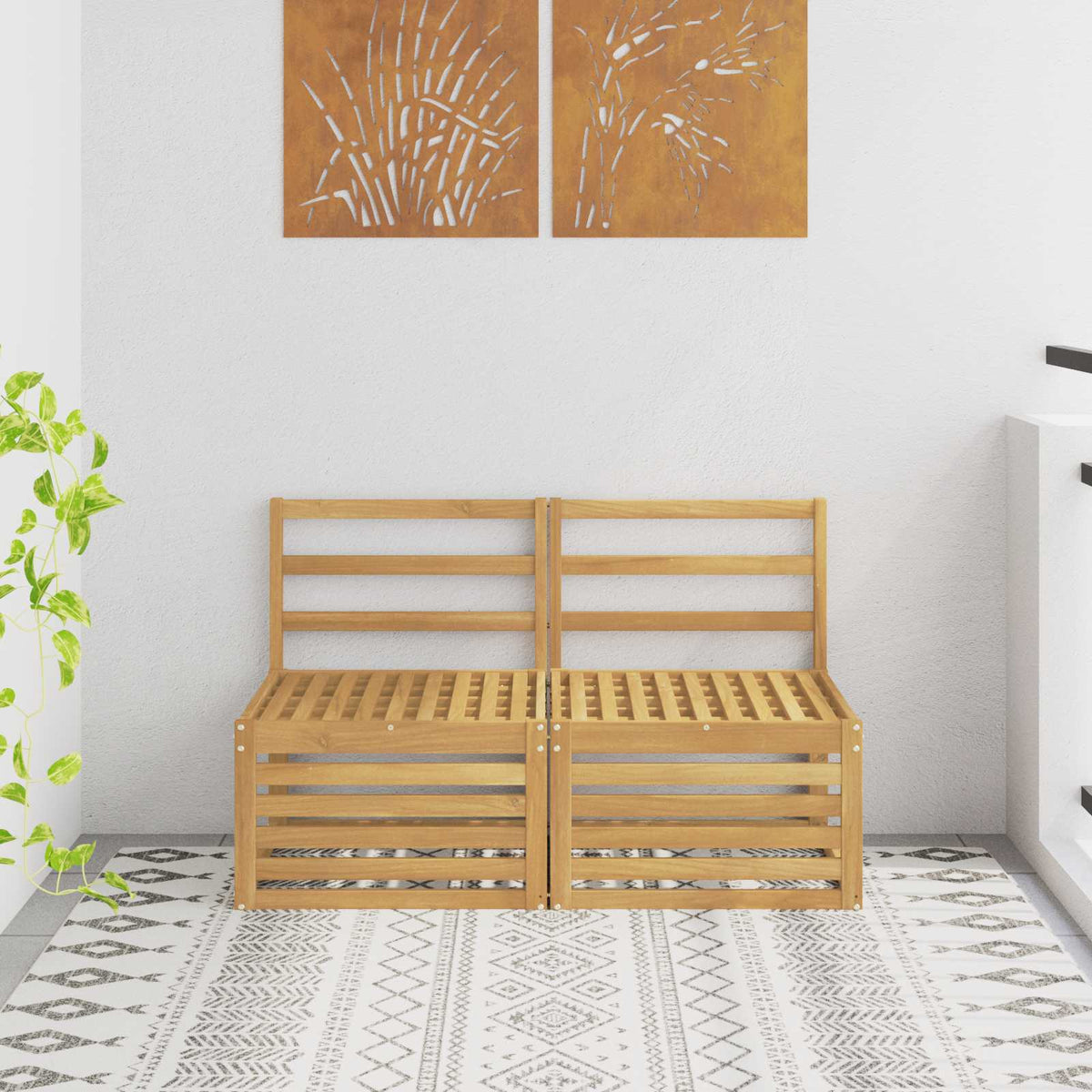 2 Stuk Buiten Midden Sofa Massief Acaciahout Wit is nu te koop bij PeponiXL, paradijselijk wonen!