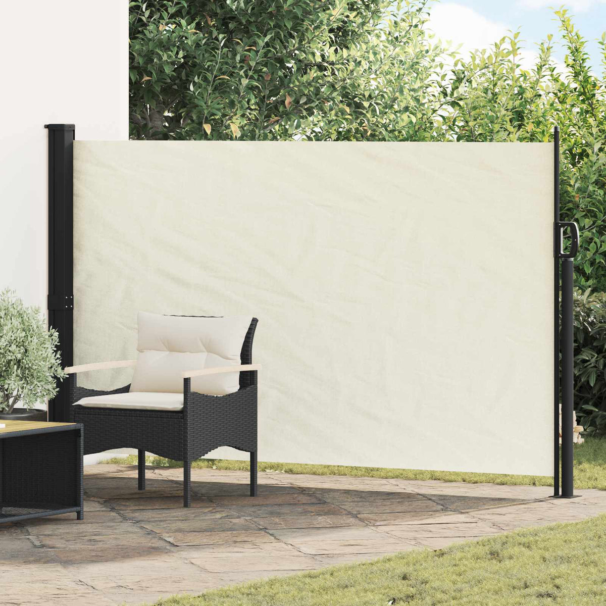 Uittrekbaar Zijscherm Crèmekleurig 300 x 170 cm Polyester is nu te koop bij PeponiXL, paradijselijk wonen!