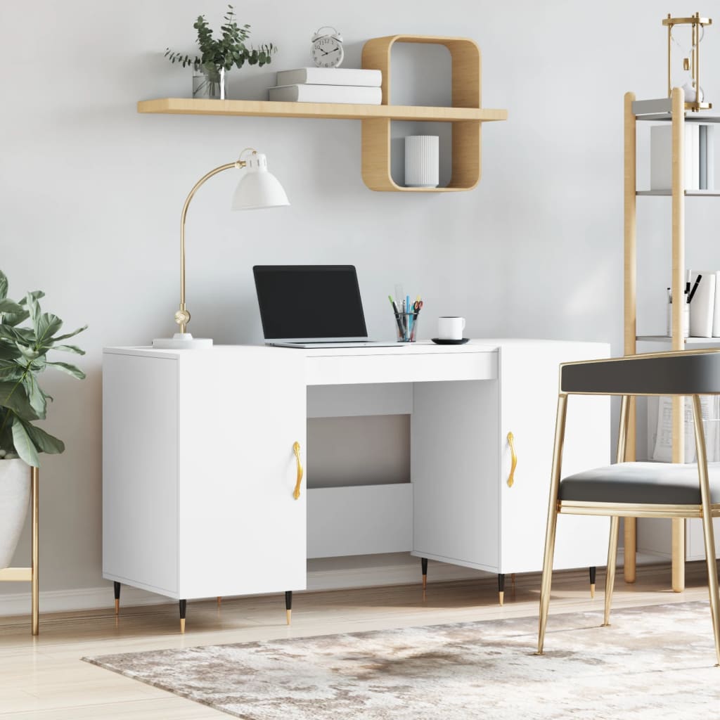 Bureau 140x50x75 cm bewerkt hout wit is nu te koop bij PeponiXL, paradijselijk wonen!