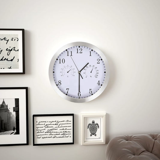 Wandklok met quartz-mechanisme hygrometer thermometer 30 cm wit is nu te koop bij PeponiXL, paradijselijk wonen!