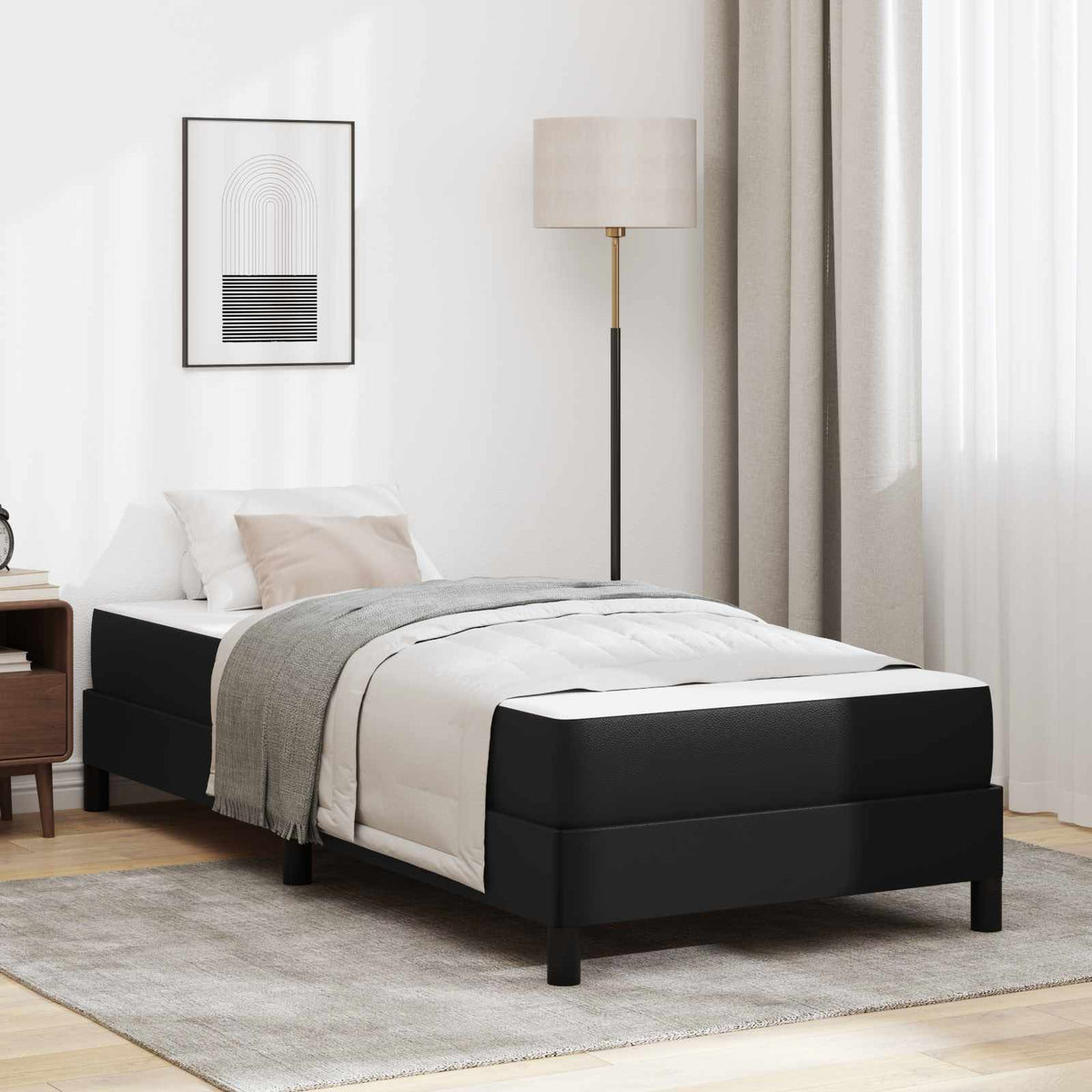 Bedframe met matras Zwart 90 x 200 cm Stof is nu te koop bij PeponiXL, paradijselijk wonen!
