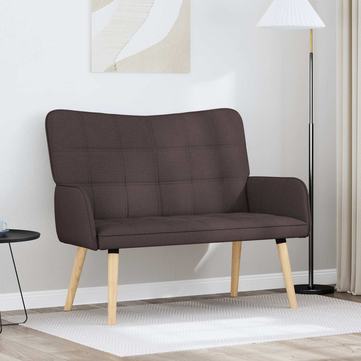 Twee Persoons Sofa Donkerbruin 115 x 61 x 87 cm Stof is nu te koop bij PeponiXL, paradijselijk wonen!