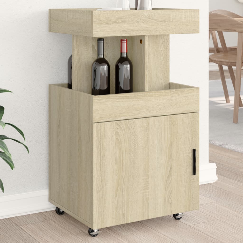 Drankkar 50x41x89 cm bewerkt hout sonoma eikenkleurig is nu te koop bij PeponiXL, paradijselijk wonen!