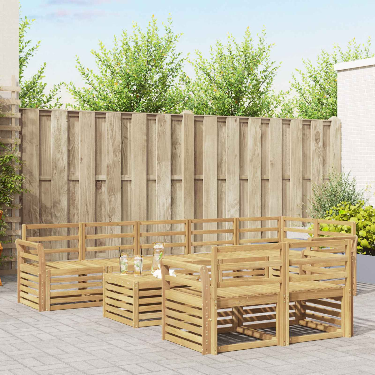 Buiten bankenset 9 pcs Wit 59 x 59 x 37 cm Massief Acaciahout is nu te koop bij PeponiXL, paradijselijk wonen!