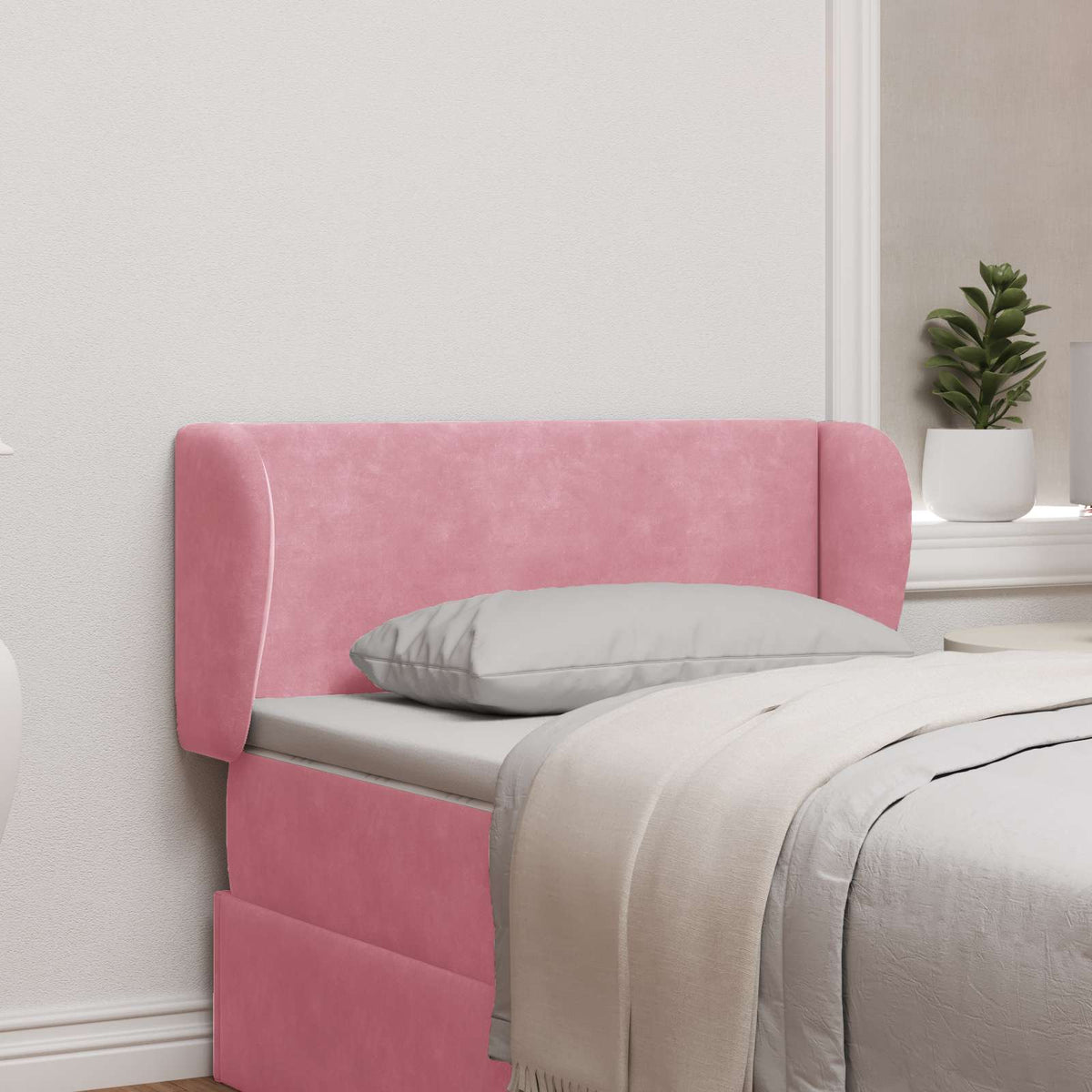 Hoofdbord oor Roze 40 x 23 x 6 cm Fluweel is nu te koop bij PeponiXL, paradijselijk wonen!