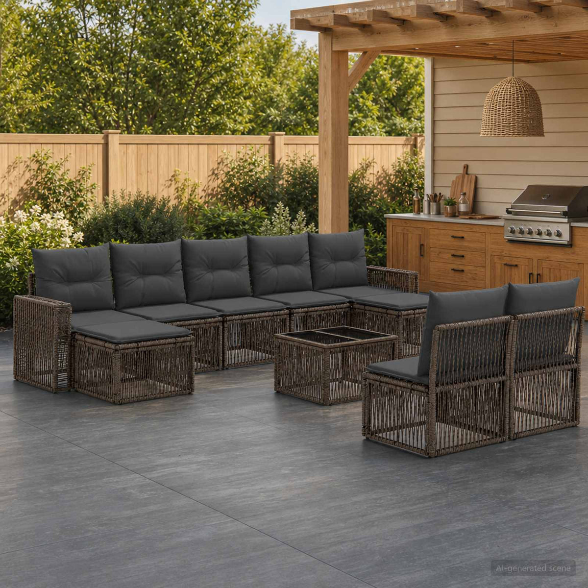 Tuinbankenset 10 pcs Grijs en Donkergrijs poly rattan is nu te koop bij PeponiXL, paradijselijk wonen!