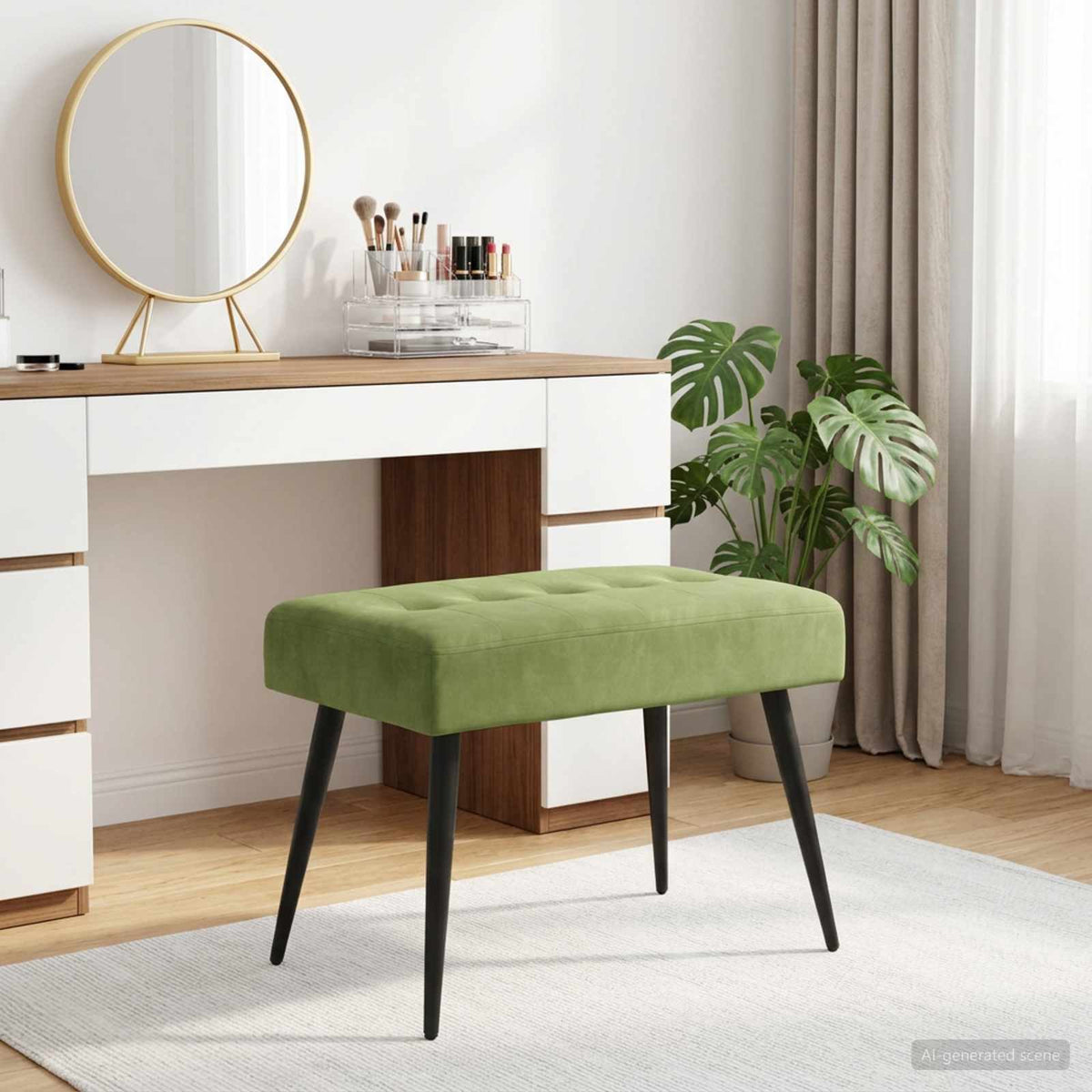 Bank met knoopverstelling Lichtgroen 60 x 40 x 45 cm fluweel is nu te koop bij PeponiXL, paradijselijk wonen!