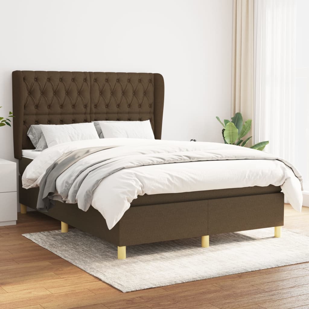 Boxspring met matras stof donkerbruin 140x200 cm is nu te koop bij PeponiXL, paradijselijk wonen!