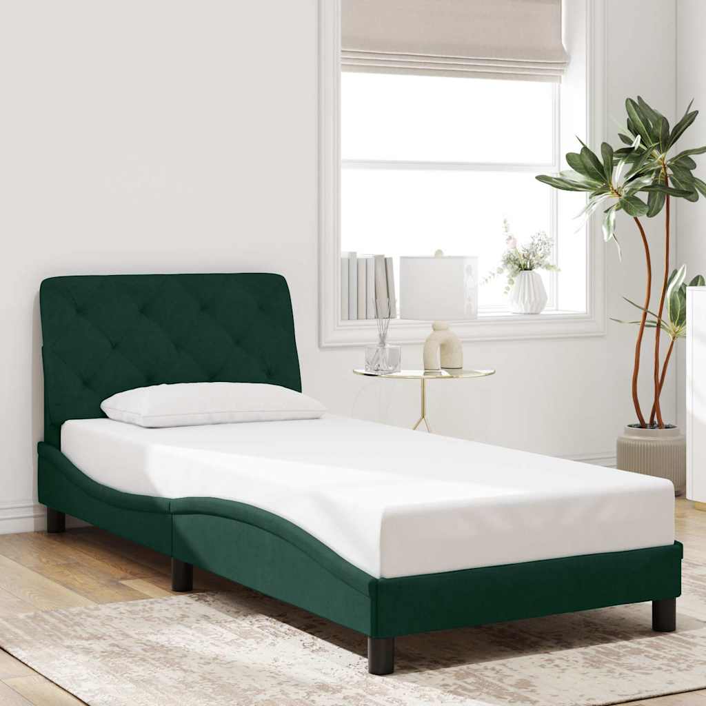 Bedframe zonder matras 90x200 cm fluweel donkergroen is nu te koop bij PeponiXL, paradijselijk wonen!