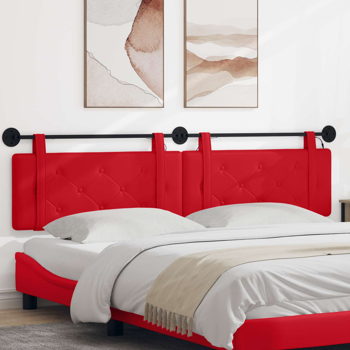 Hangend hoofdbord Met LED-verlichting Rood Kunstleer is nu te koop bij PeponiXL, paradijselijk wonen!