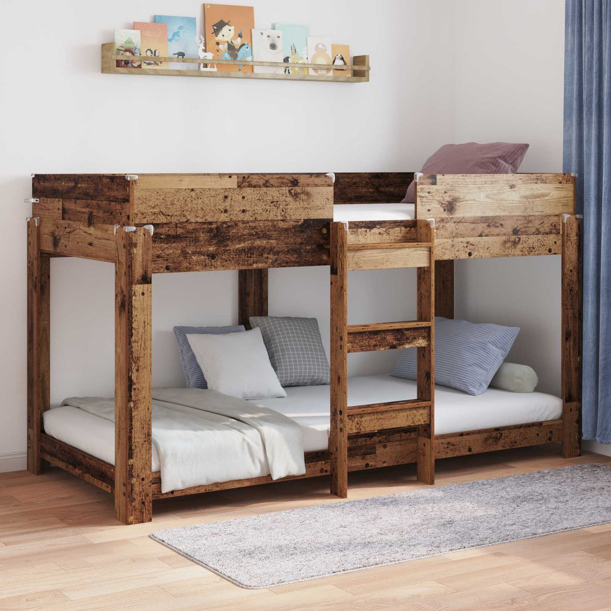 Bunk Bed voor Kinderen Oudhout 90 x 190 cm Bewerkt hout is nu te koop bij PeponiXL, paradijselijk wonen!