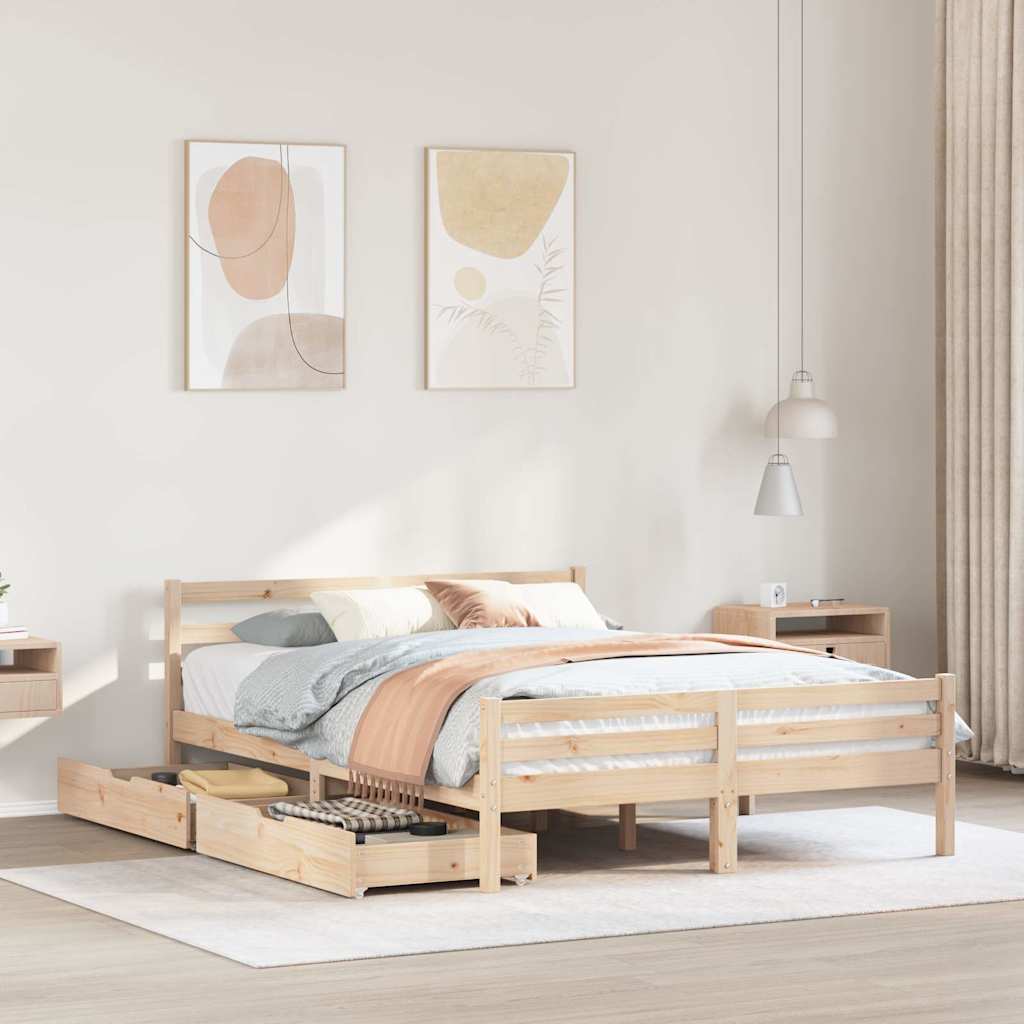 Bedframe zonder matras massief grenenhout 140x190 cm is nu te koop bij PeponiXL, paradijselijk wonen!