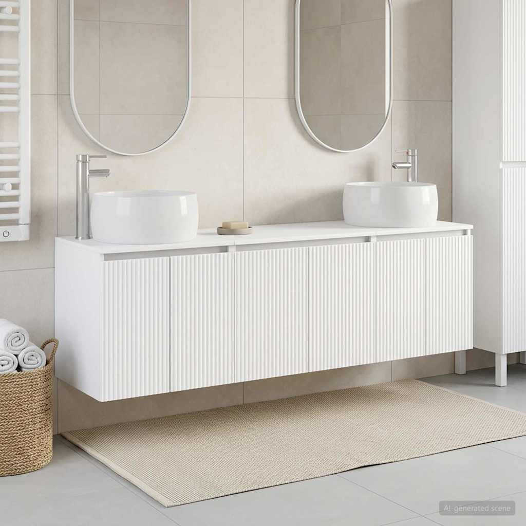 Badkamerkastenset 3 st Wit 49,5 x 44,5 x 66 cm Bewerkt hout is nu te koop bij PeponiXL, paradijselijk wonen!