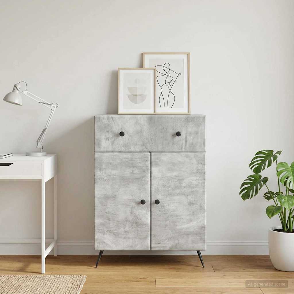 Dressoir met lade Betongrijs 66 x 34,5 x 90 cm Bewerkt hout is nu te koop bij PeponiXL, paradijselijk wonen!