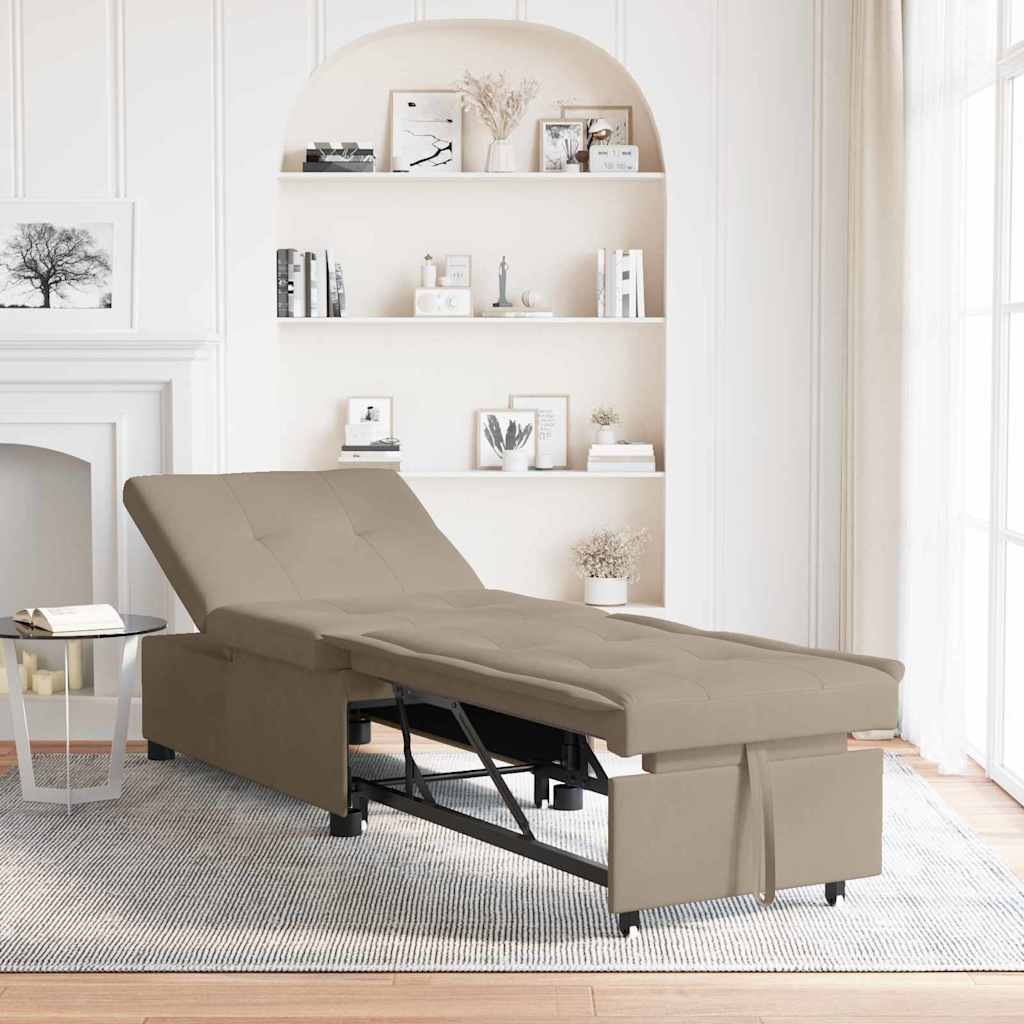 Uittrekbare Slaapbank Taupe 194 x 67 x 82 cm Microvezel is nu te koop bij PeponiXL, paradijselijk wonen!