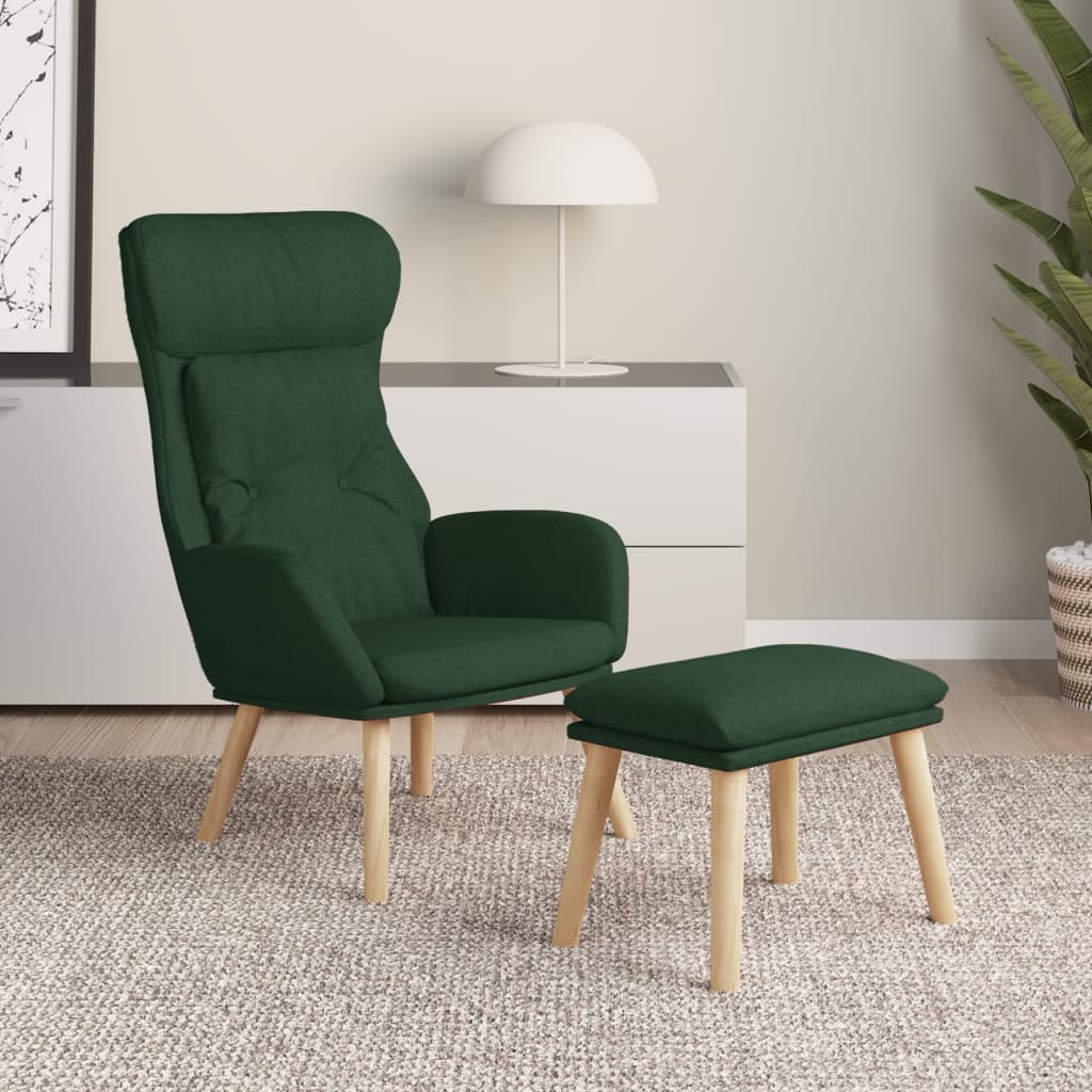 Relaxstoel met voetenbank stof donkergroen is nu te koop bij PeponiXL, paradijselijk wonen!