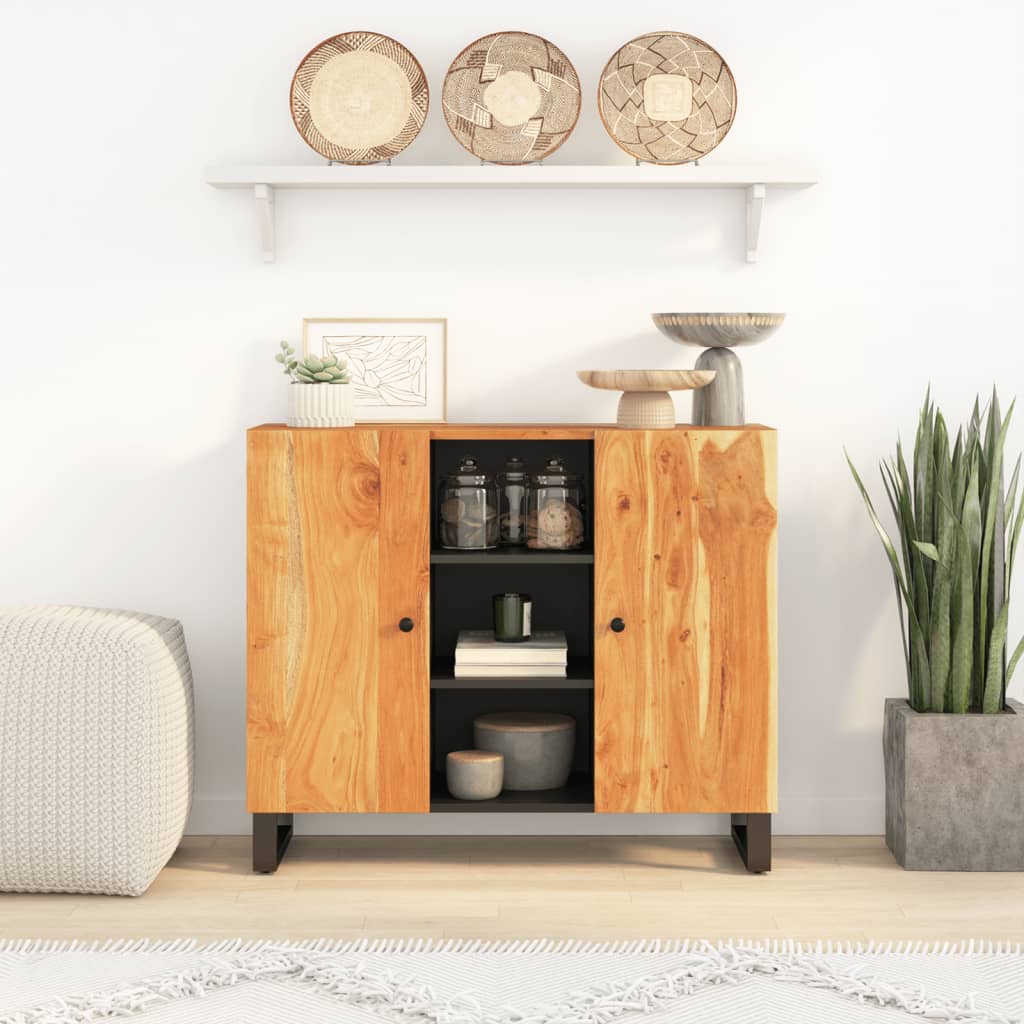 Dressoir met 2 deuren 90x33x75 cm massief acaciahout is nu te koop bij PeponiXL, paradijselijk wonen!