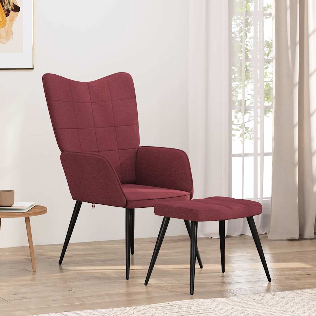 Relaxstoel met voetenbank stof wijnrood is nu te koop bij PeponiXL, paradijselijk wonen!