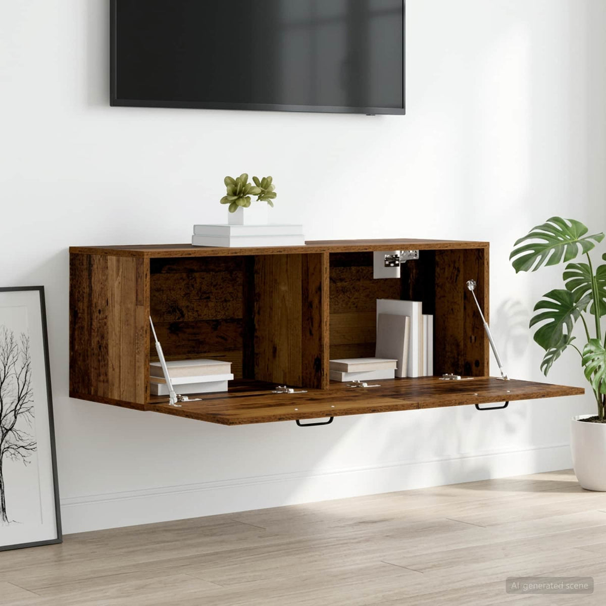Wandkast Oud hout 100 x 36,5 x 35 cm Bewerkt hout is nu te koop bij PeponiXL, paradijselijk wonen!