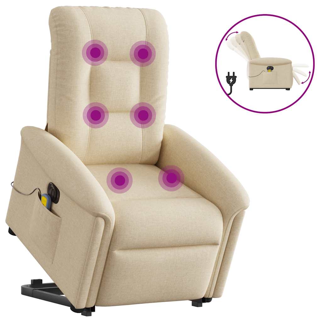 Sta-op-massagestoel elektrisch verstelbaar stof crèmekleurig is nu te koop bij PeponiXL, paradijselijk wonen!