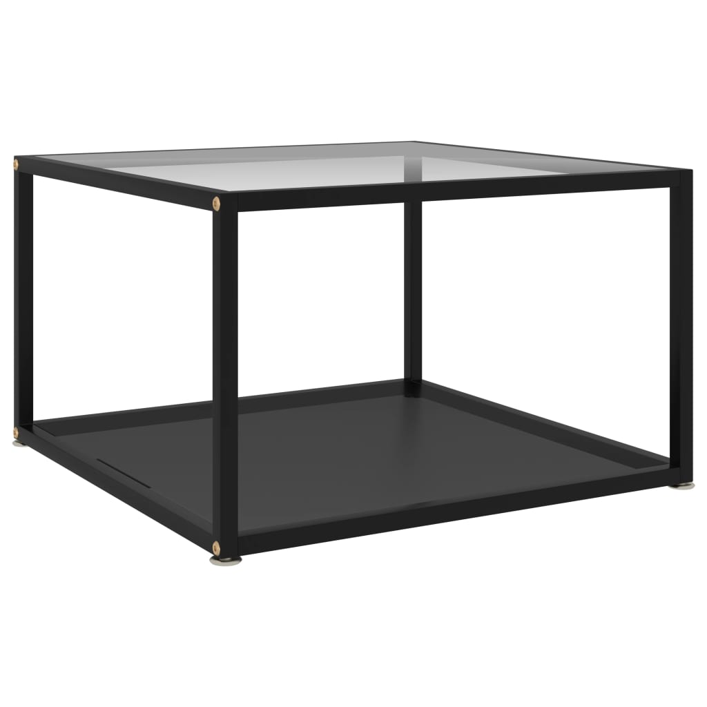 Salontafel 60x60x35 cm gehard glas transparant en zwart is nu te koop bij PeponiXL, paradijselijk wonen!
