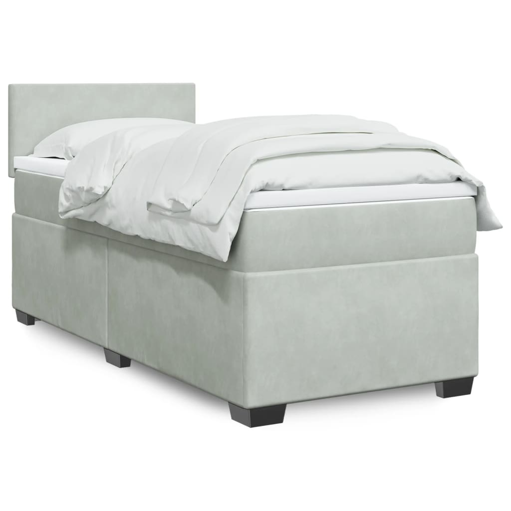 Boxspring met matras fluweel lichtgrijs 90x190 cm is nu te koop bij PeponiXL, paradijselijk wonen!