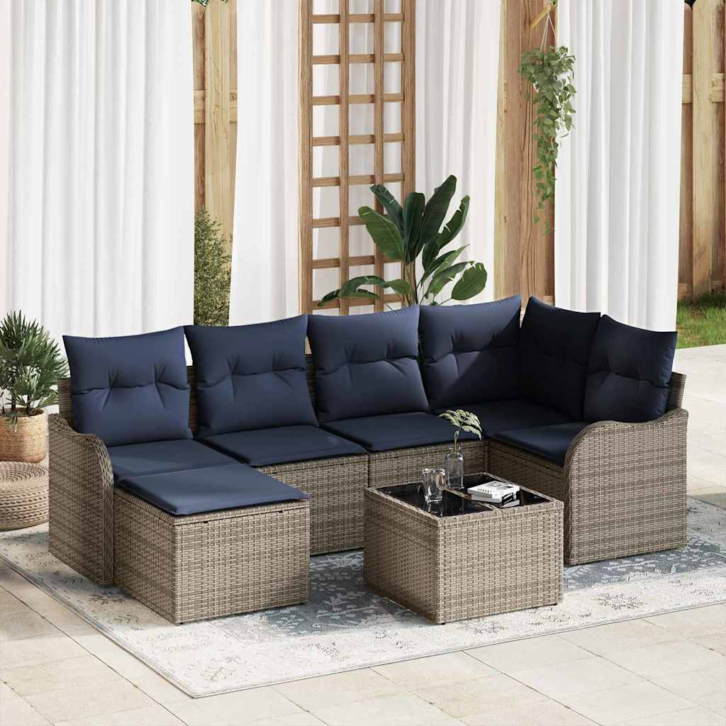 Tuin Sofa Set 7 st Grijs poly rattan is nu te koop bij PeponiXL, paradijselijk wonen!