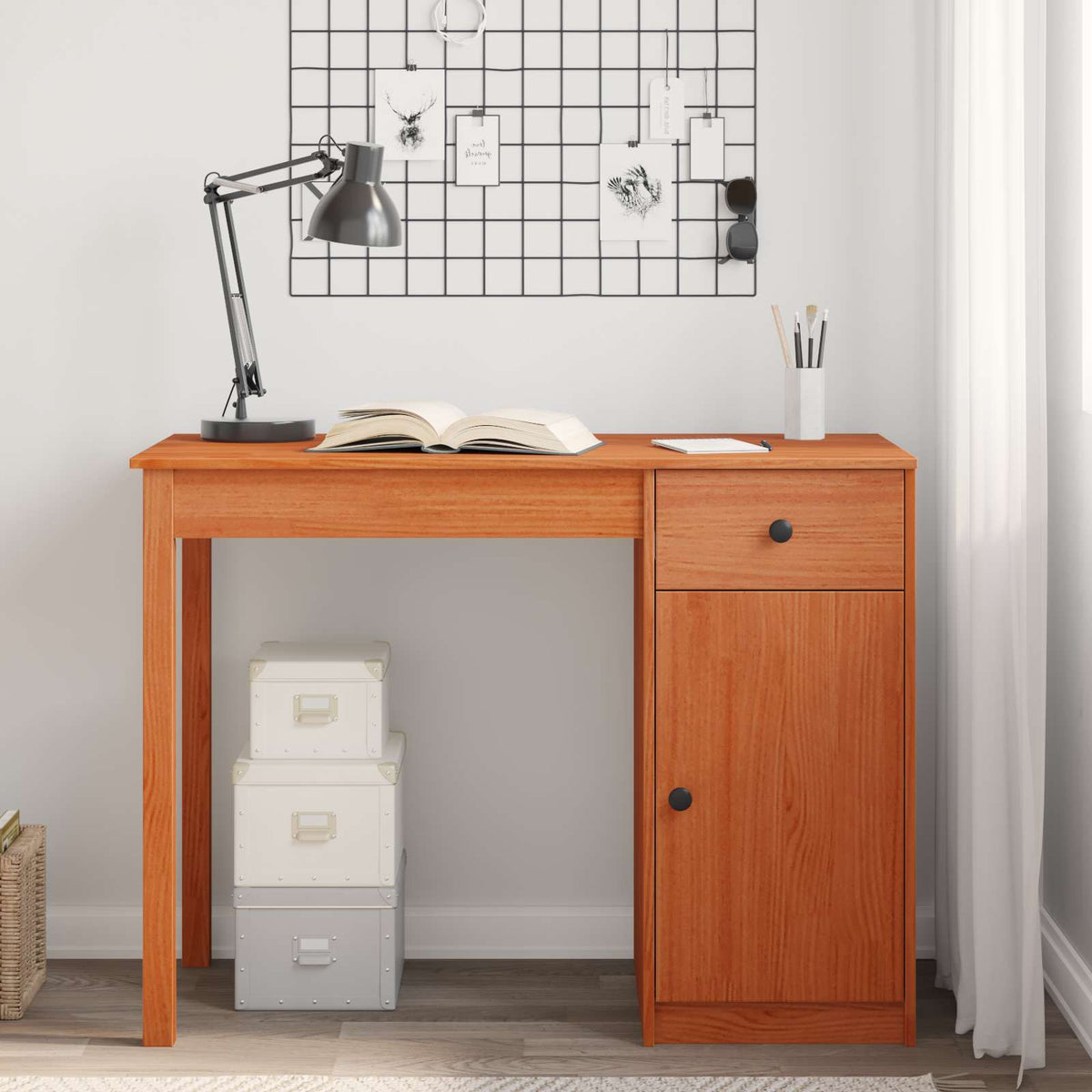Bureau Waskleur Bruin 100 x 50 x 74 cm Massief grenenhout is nu te koop bij PeponiXL, paradijselijk wonen!