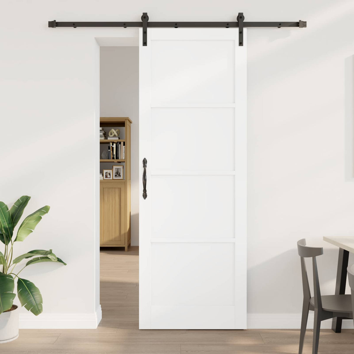 Schuifdeur Wit en zwart 83 x 232 cm Massief grenenhout is nu te koop bij PeponiXL, paradijselijk wonen!