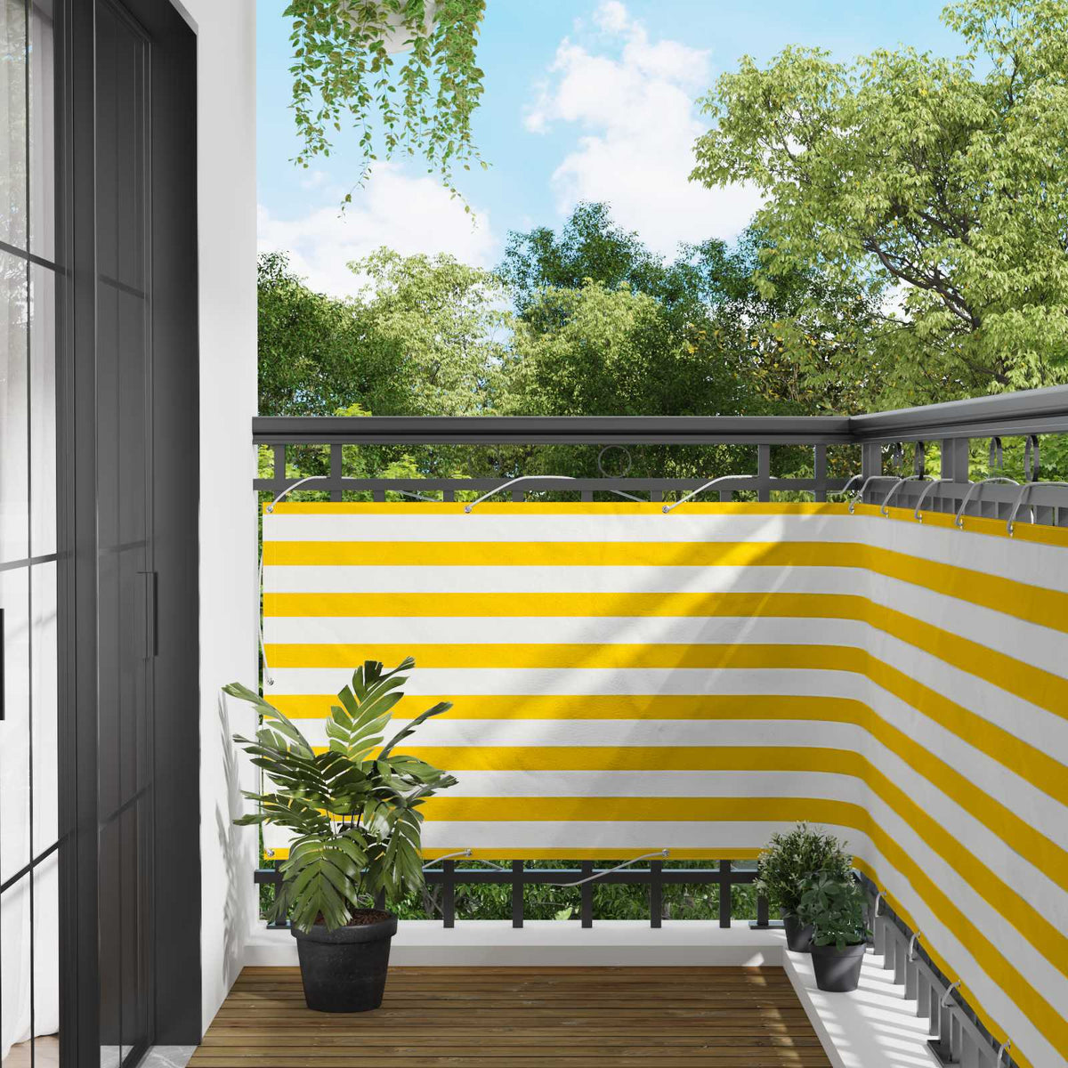 Balkon Scherm Geel en Wit 100 x 400 cm Oxford Stof is nu te koop bij PeponiXL, paradijselijk wonen!
