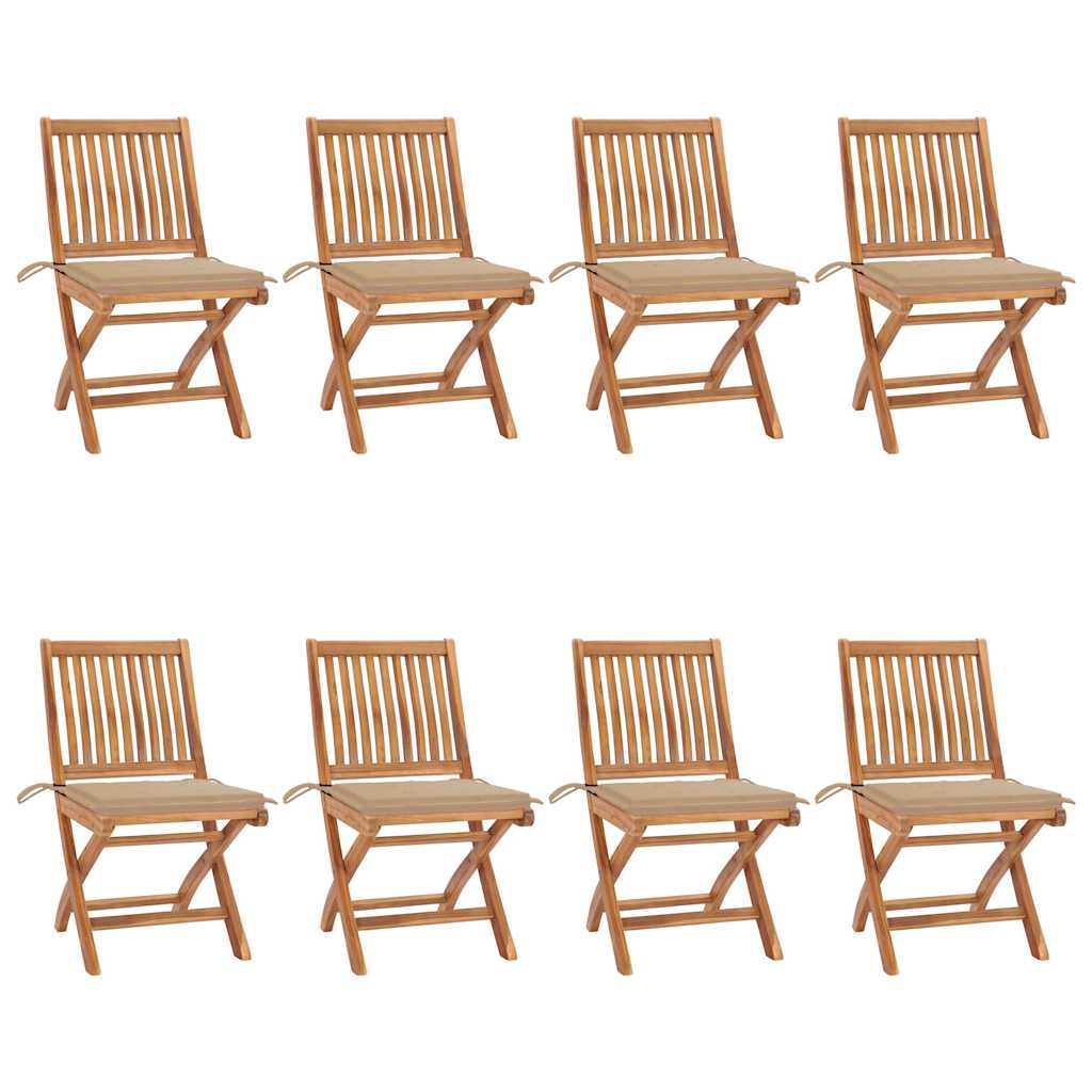 Tuinstoelen 8 st inklapbaar met kussens massief teakhout is nu te koop bij PeponiXL, paradijselijk wonen!