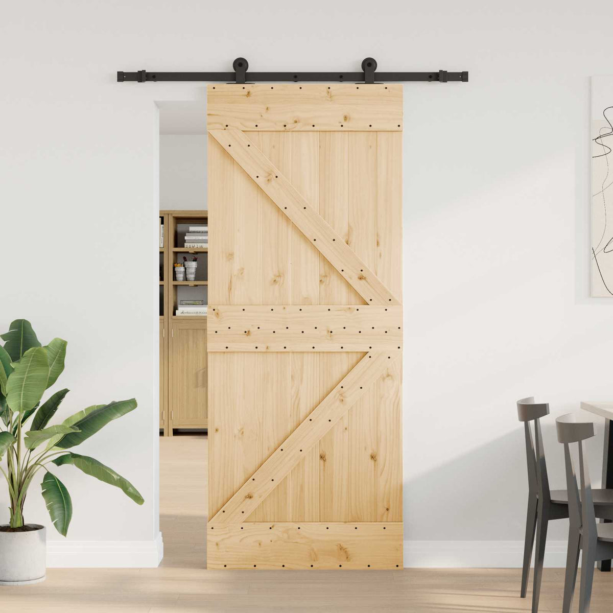 Schuifdeur NARVIK 85 x 210 cm (152,5 cm) Naturel en Zwart is nu te koop bij PeponiXL, paradijselijk wonen!