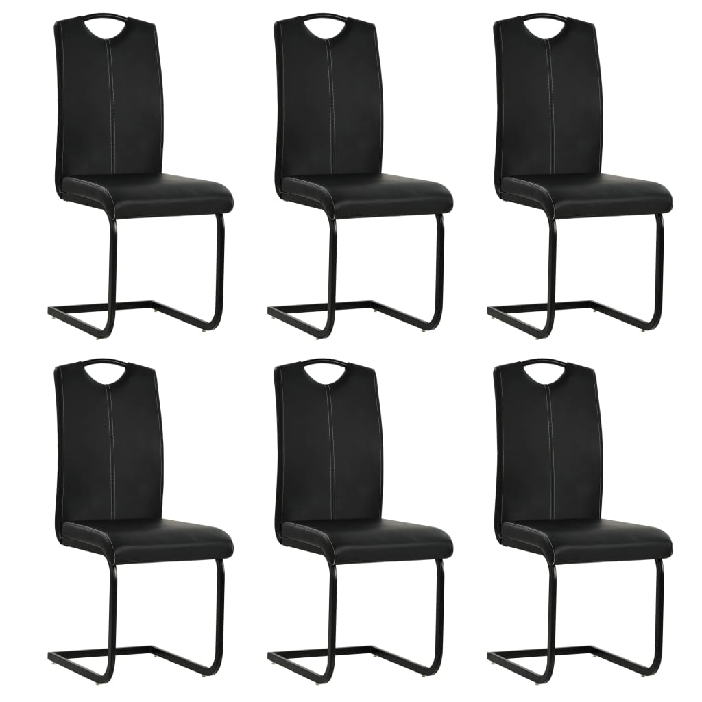 Eetkamerstoelen 6 st kunstleer zwart is nu te koop bij PeponiXL, paradijselijk wonen!
