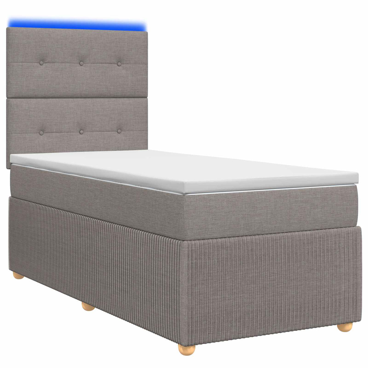 LED Boxspring Bed met Matras Taupe 80 x 200 cm Stof is nu te koop bij PeponiXL, paradijselijk wonen!