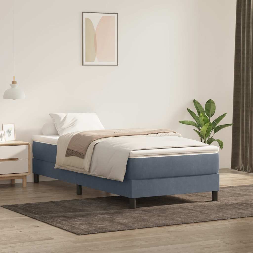 Boxspring zonder matras fluweel donkergrijs 80x220 cm is nu te koop bij PeponiXL, paradijselijk wonen!