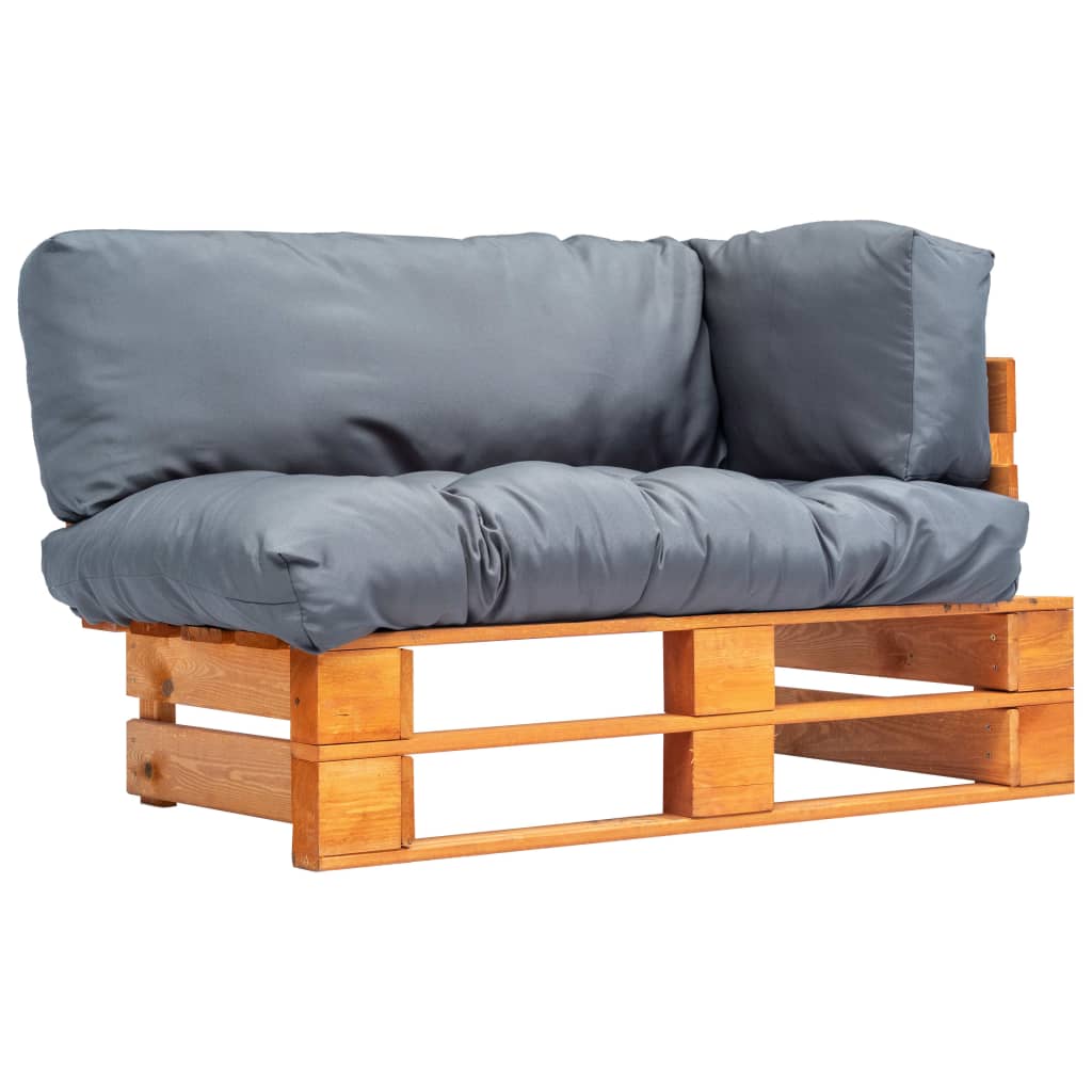 Tuinbank met grijze kussens pallet grenenhout is nu te koop bij PeponiXL, paradijselijk wonen!