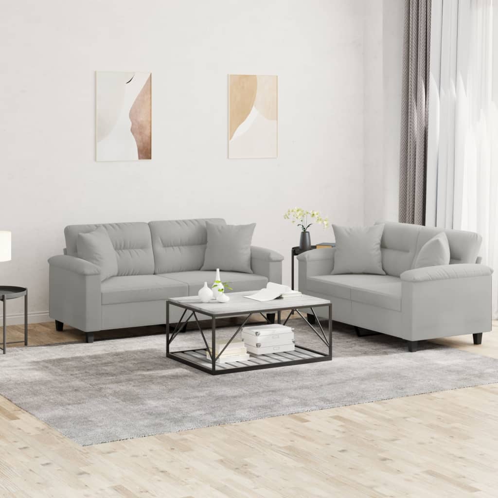 2-delige Loungeset met kussens microvezelstof lichtgrijs is nu te koop bij PeponiXL, paradijselijk wonen!