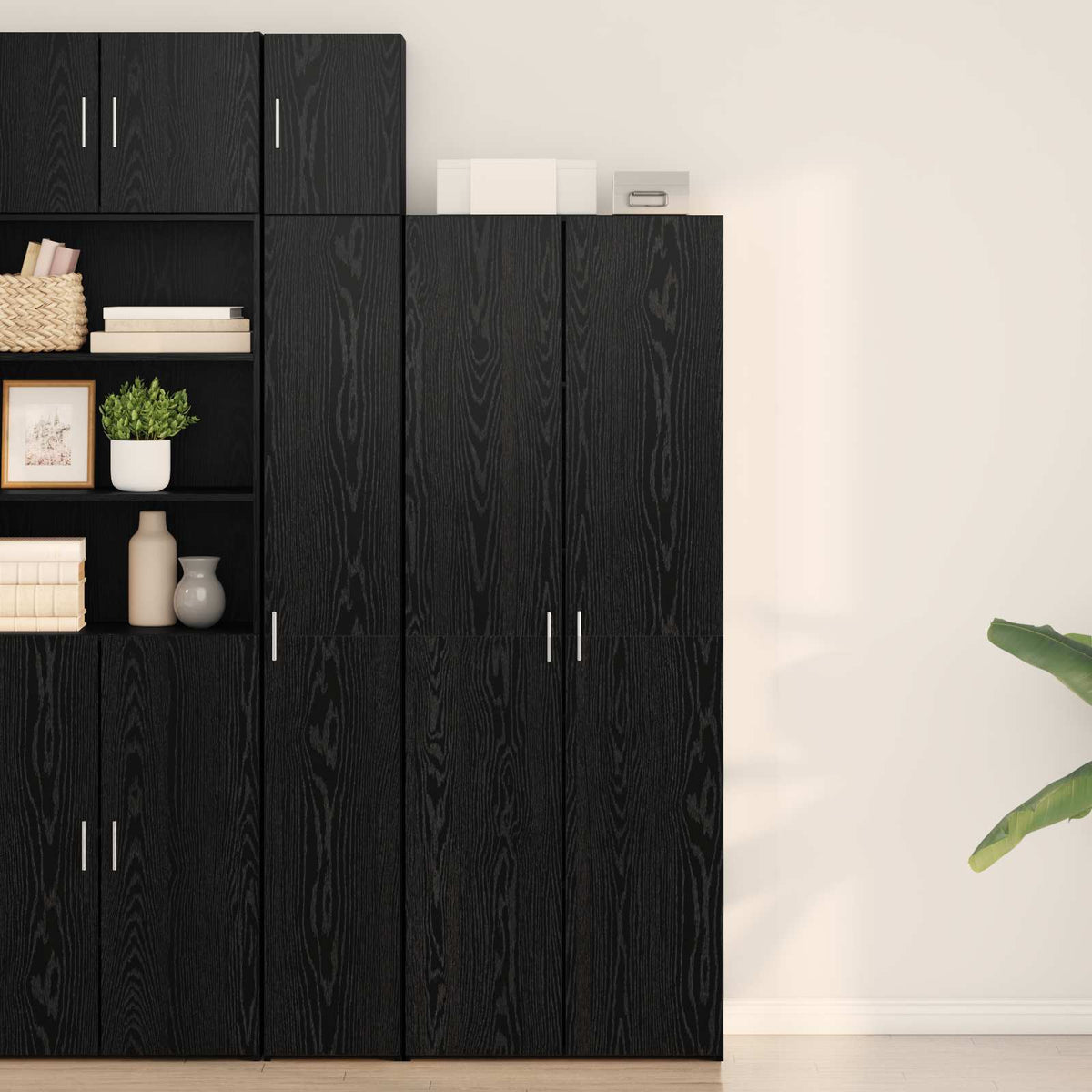Hoge kast 2 pcs Zwart Eiken 70 x 42,5 x 185 cm is nu te koop bij PeponiXL, paradijselijk wonen!