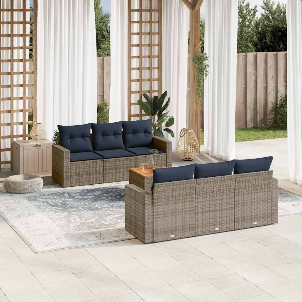 7-delige Loungeset met kussens poly rattan grijs is nu te koop bij PeponiXL, paradijselijk wonen!