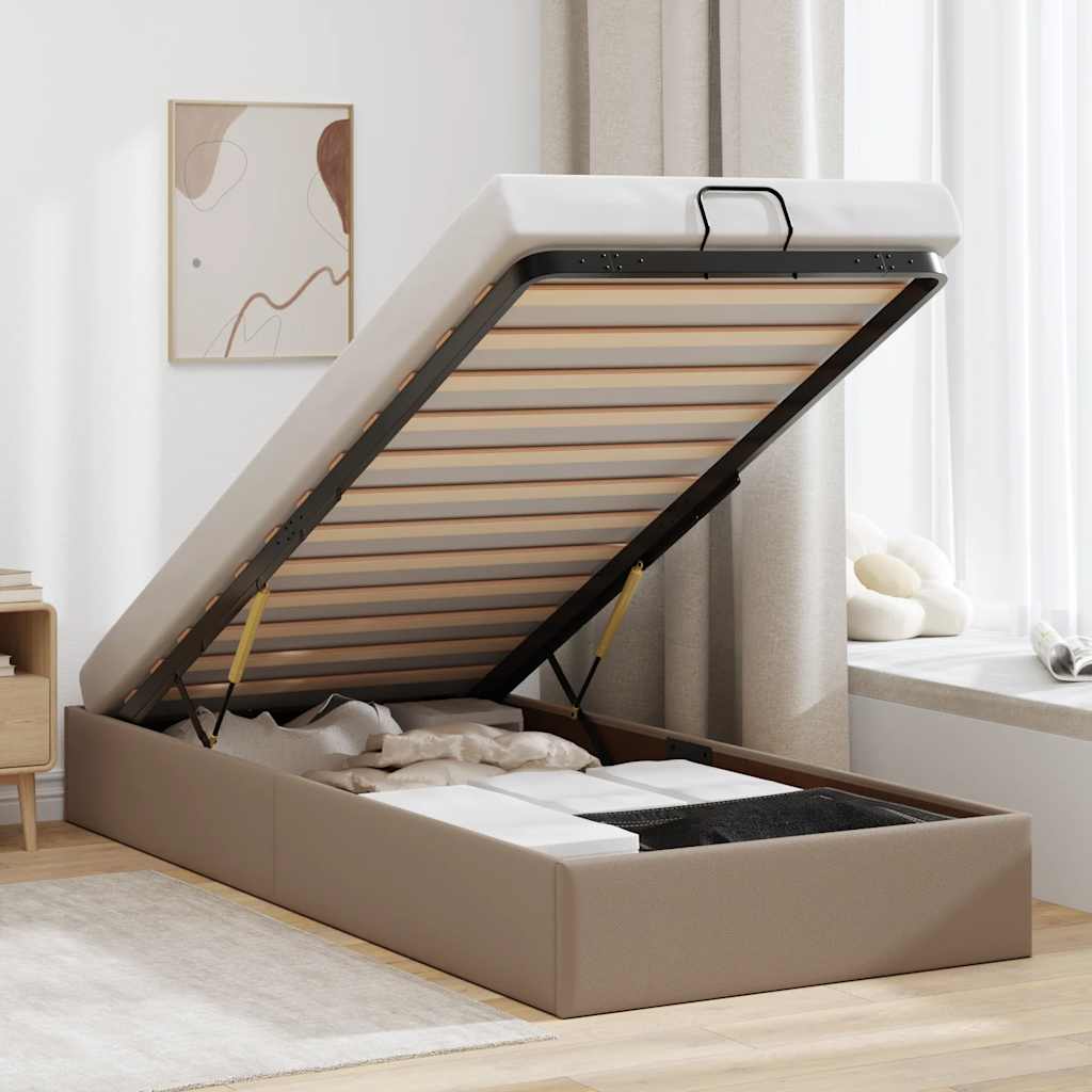 Bedframe zonder matras 90x200 cm kunstleer cappuccinokleurig is nu te koop bij PeponiXL, paradijselijk wonen!