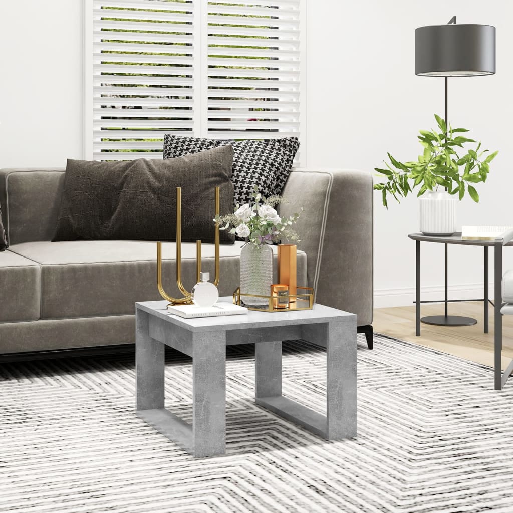 Bijzettafel 50x50x35 cm bewerkt hout betongrijs is nu te koop bij PeponiXL, paradijselijk wonen!