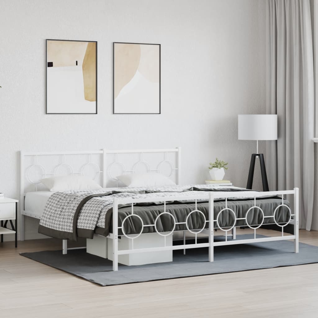 Bedframe met hoofd- en voeteneinde metaal wit 180x200 cm is nu te koop bij PeponiXL, paradijselijk wonen!