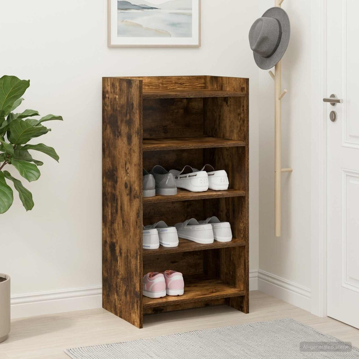 Schoenenkast Gerookt eiken 48 x 36 x 92 cm Bewerkt hout is nu te koop bij PeponiXL, paradijselijk wonen!