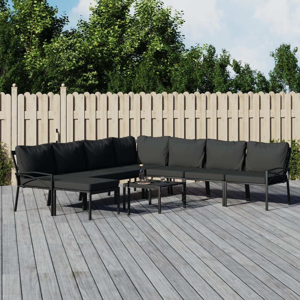 9-delige Loungeset met kussens staal grijs is nu te koop bij PeponiXL, paradijselijk wonen!